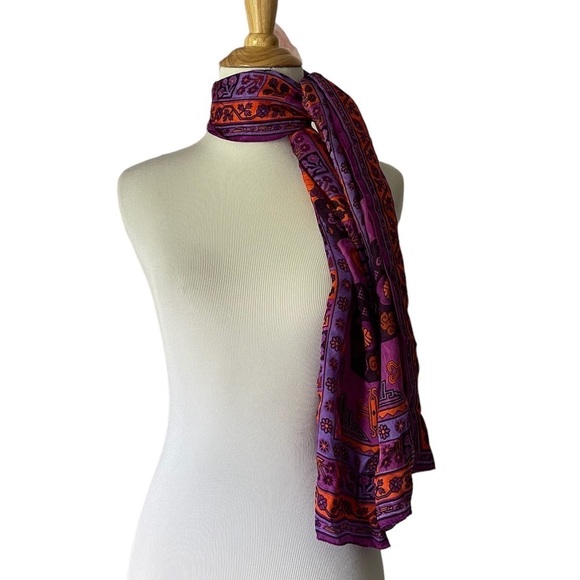 Linda Alfred for Ellen Tracy 100% Silk Scarf - Picture 1 of 5